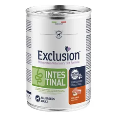 Exclusion Intestinal dietinis konservuotas maistas šunims su kiauliena ir ryžiais, 400 g