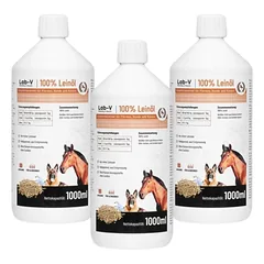 LAB-V Linų sėmenų aliejus Leinöl arkliams, šunims ir katėms 3x1000ml