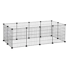Gyvūnų aptvaras iš 12 plokščių, juodas, 143 × 73 × 46 cm