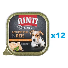 RINTI Feinest Poultry Pure&Rice padėklas 12x150 g