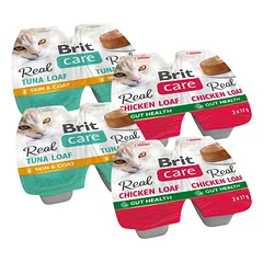 BRIT Care Cat Real Loaf Mix skonių 8x37g vištienos, tuno ir vištienos paštetas katėms