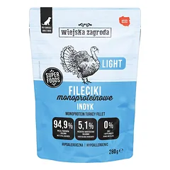 WIEJSKA ZAGRODA Monoprotein Turkijos filė lengvas 280 g šlapias šunų maistas