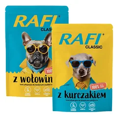 RAFI Classic mišrių skonių vištienos ir jautienos drėgnas ėdalas šunims 24x400g