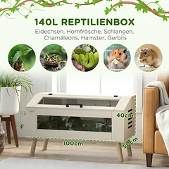 Terariumas ropliams 140 l, pritaikytas šildymo kilimėliui, ąžuolo atspalvio, 100 × 50 × 60 cm — 4 nuotrauka
