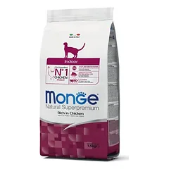 Monge Natural Superpremium Indoor sausas maistas suaugusiems katėms su sumažintu aktyvumu, vištiena, 1,5 kg