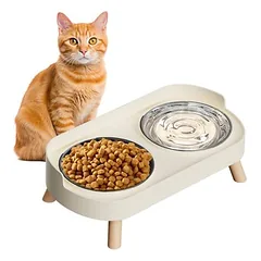 PetTribes Erhöhte Katzennäpfe, 2er-Set aus Edelstahl, Anti-Ermüdung,