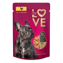 Pilnavertis konservuotas pašaras suaugusiems šunims su vištiena MY LOVE 100g x 24