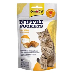 GimCat Nutri Pockets Cheese & Taurine traškūs skanėstai katėms su įdaru, palaiko regėjimą ir normalią širdies funkciją, 60 g