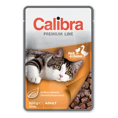 CALIBRA Cat pouch Premium Adult Duck & Chicken konservai katėms su antiena ir vištiena, 100g