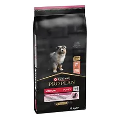Purina Pro Plan Medium Puppy Sausas pašaras vidutinių veislių šuniukams, turintiems jautrią odą, su lašiša, 12 kg