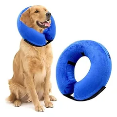 MCBOSON Verstellbares, aufblasbares Halsband aus Plüsch und PVC