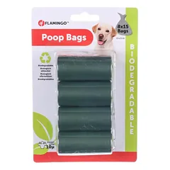 Flamingo Bio Poop Bags - biologiškai skaidžios atliekų maišeliai - 8 vienetai, Green / 8szt — 2 nuotrauka