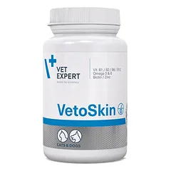 VETEXPERT Vetoskin pašaro papildas šunims ir katėms, odai ir kailiui, 300mg, N60