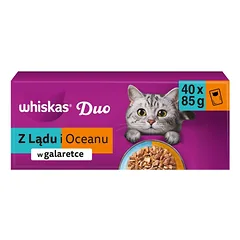 WHISKAS Duo Suaugusiųjų Šlapio maisto su žeme ir jūra želė, 40 x 85 g šlapio maisto katėms