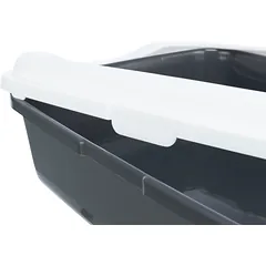 TRIXIE Classic kačių tualetas su kraštais 37x15x47 cm, t. pilka/balta — 3 nuotrauka