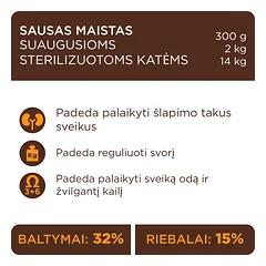 CLUB 4 PAWS Premium su vištiena visavertis pašaras suaugusioms sterilizuotoms katėms, 14 kg — 3 nuotrauka