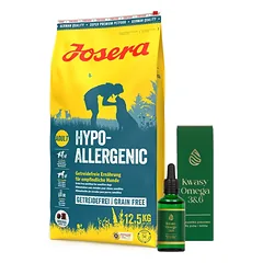 JOSERA Hypoallergenic 12,5kg + LAB-V Omega 3 ir 6 riebalų rūgštys bendrai šunų ir kačių sveikatos, kailio ir odos būklei gerinti 100ml