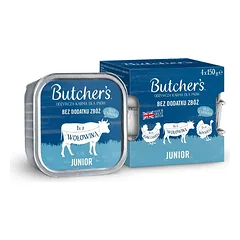 BUTCHER'S Original Junior Mixed flavours 4x150 g vištienos, jautienos ir kalakutienos paštetas šuniukams