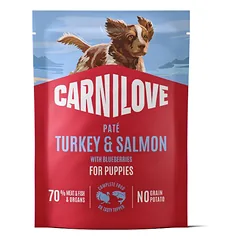 CARNILOVE Dog Pouch Turkey and Salmon Puppies 300g šlapias maistas kalakutiena ir lašiša šuniukams