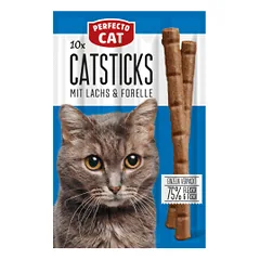 Perfecto Cat lazdelės - skanėstai su lašiša ir upėtakiu katėms