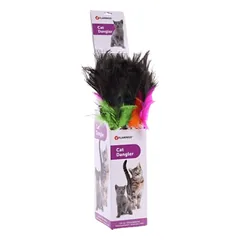 Flamingo Cat Dangler Glitty žaislas katėms su povų plunksnomis, įvairių spalvų, 36 cm