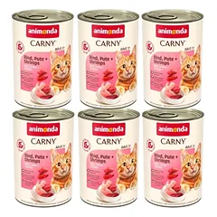 ANIMONDA Cat Carny Adult skonis: jautiena, kalakutiena ir krevetės 6x400g 