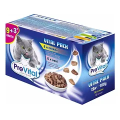 PreVital Cat vištiena veršiena ir lašiša maišelyje 100 g (12 pak.) photo