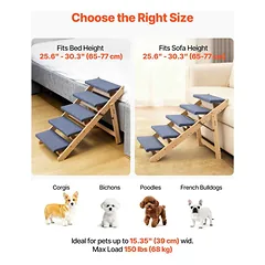 Laiptai augintiniams VEVOR ZD-25DOG07, 5 pakopos, sulankstomi, 78 × 66 × 47 cm — 5 nuotrauka