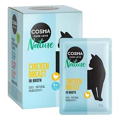 Cosma Nature drėgnas maistas katėms, šviežumo maišeliai 6 x 50 g