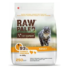 Raw Paleo Adult Cat sausas maistas suaugusiems katėms su kalakutiena ir vištiena, 250 g
