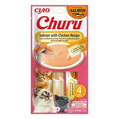INABA CAT CHURU lašiša su vištiena 4x14g