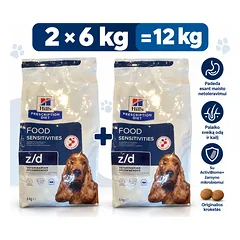Hill’s Prescription Diet Canine z/d Ultra sausas maistas šunims – 2 × 6 kg (12 kg komplektas)
