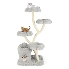 Giantex Geschwungener Sisal-Katzenbaum Mit Blumenförmigen Plattformen