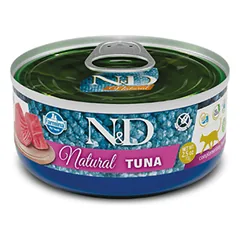 Farmina N&D Natural Tuna konservai suaugusioms katėms su geltonpelekiu tunu, 140 g