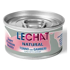 LeChat Natural Tuna With Shrimp konservai suaugusiems katams drebučiuose, 80 g