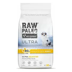 Raw Paleo Ultra Medium & Large Puppy Turkey bekonų sausas maistas vidutinių ir didelių veislių šuniukams su kalakutiena, 10 kg