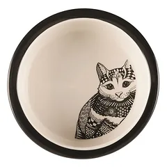 Trixie Zentangle Ceramic Bowl keraminis dubenėlis katėms, 0.3 l/ø 12 cm, baltas/juodas — 2 nuotrauka
