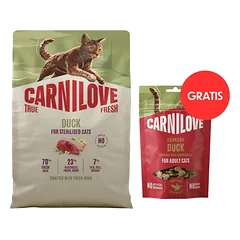 CARNILOVE „True Fresh Cat Duck Sterilised“ 2 kg – katėms po sterilizacijos + CARNILOVE „Crunchy Snack Cat Duck“ 50 g NEMOKAMAI