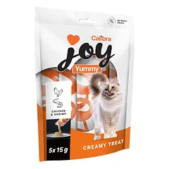 CALIBRA Joy Cat Yummy Chicken and Shrimp Treat 5x15 g su vištiena ir krevetėmis, kreminė pasta katėms