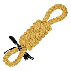 Europet Bernina žaislas šunims, žaidimo virvė su 2 kilpomis „tug life“, geltona, Matmenys: 52 cm — 2 nuotrauka