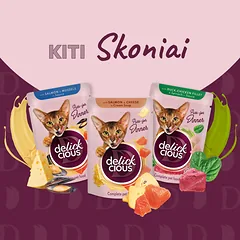 DELICKCIOUS konservuotas pašaras su antiena ir vištiena suaugusioms katėms, 85 g — 5 nuotrauka