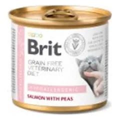 BRIT GF Veterinary Diets Hypoallergenic Salmon with Peas konservai katėms 200 g parduotuvėje akvanamai.lt