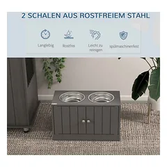 Šunų šėrimo stotelė, 2 dubenėliai, 44 l, Pilka, 60 × 30 × 35,5 cm — 4 nuotrauka