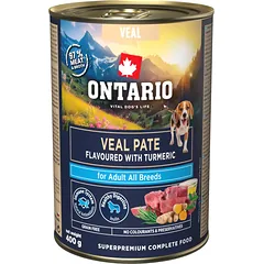 Ontario konservai šunims su veršiena ir ciberžole, 400 g, Veal Pate flavoured with Turmeric — 2 nuotrauka
