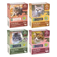 Bozita mišrus rinkinys Megapack Tetra kąsneliai, drėgnas maistas katėms 48 x 370 g, Megapack 1 in Gelee: Viel Huhn, Rinderhack, Kaninchen, Sterilised mit Hirsch — 2 nuotrauka