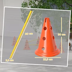 Agility rinkinys šunims: 3 kliūtys su 6 kūgiais, su nešimo krepšiu, oranžinis/geltonas — 3 nuotrauka