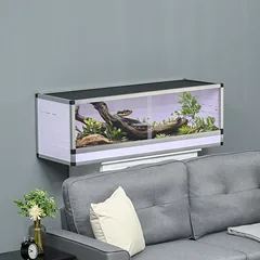 Aliuminio tinklinis terariumas ropliams, varliagyviams ir voragyviams, 120 x 40 x 40 cm, baltas, sidabrinis ir juodas — 2 nuotrauka