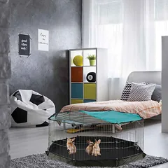 Lauko aptvaras su tinkleliu ir grindimis naminiams gyvūnams 60x150cm., juodos/sidabrinės/žalios spalvos — 3 nuotrauka