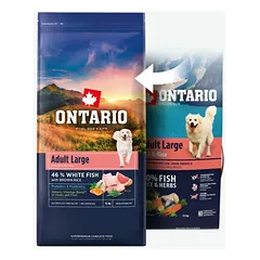 Ontario Adult Large su baltąja žuvimi ir rudaisiais ryžiais, sausas maistas šunims 12 kg — 2 nuotrauka