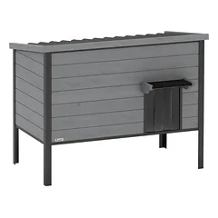 Lauko namelis katėms 85x55x70 cm, su atidaromu stogu, ištraukiamu dugnu ir pertvara, 1–2 katėms, šviesiai pilkas